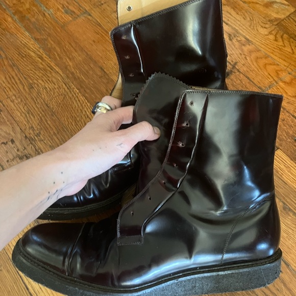 Marc Jacobs Burgundy Perforated Leather Boots - Picture 4 of 8